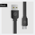 LINGCHEN USB C USB Type C Cable for Galaxy S9 S8 Note 8 Flat USB-C Type-C Charger Cable For Xiaomi 6 Mi5 Huawei P10 P9 Oneplus 3-Black-25CM-JadeMoghul Inc.