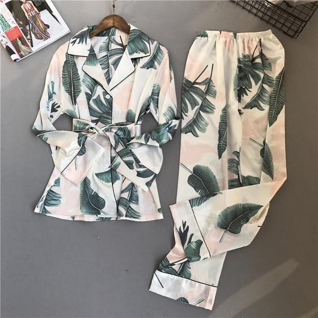 Lisacmvpnel Spring Printing Pattern Women Pajama Set Rayon Sleepwear Long Sleeve Trousers Two Paper Suit-1-M-JadeMoghul Inc.