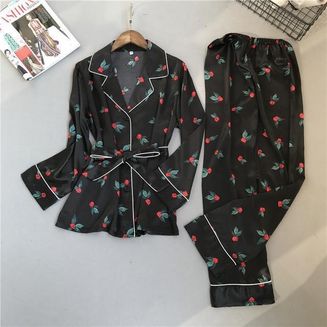 Lisacmvpnel Spring Printing Pattern Women Pajama Set Rayon Sleepwear Long Sleeve Trousers Two Paper Suit-2-M-JadeMoghul Inc.