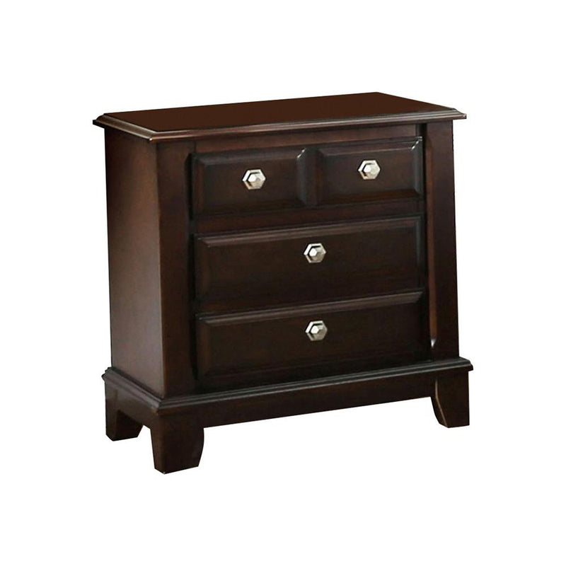 Litchville Contemporary Night Stand In Brown Cherry Finish-Nightstands and Bedside Tables-Brown Cherry-Solid Wood Wood Veneer & Others-JadeMoghul Inc.