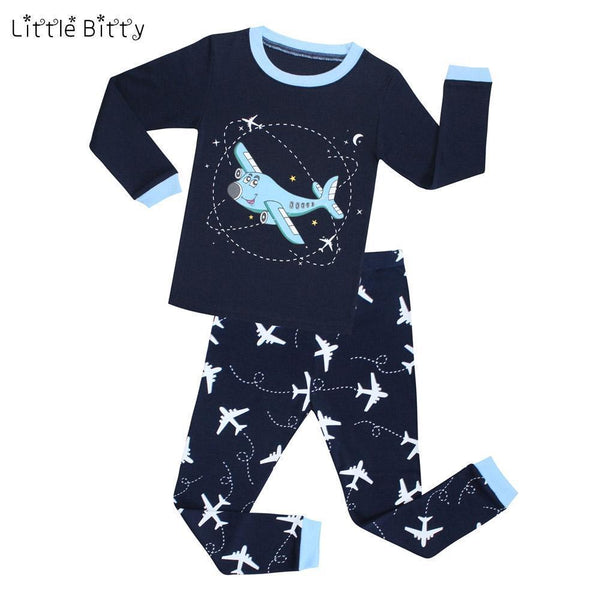 Little Bitty 2017 spring pijamas autumn full sleeve cotton boys sleepwear kids plane styling pyjama children baby girls pajamas-PA01-2T-JadeMoghul Inc.