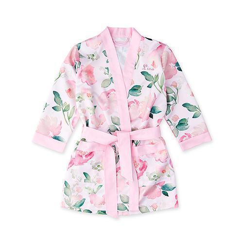 Little Girl Silky Kimono Robe - Pink Floral with Pink Trim (Pack of 1)-Personalized Gifts for Women-JadeMoghul Inc.