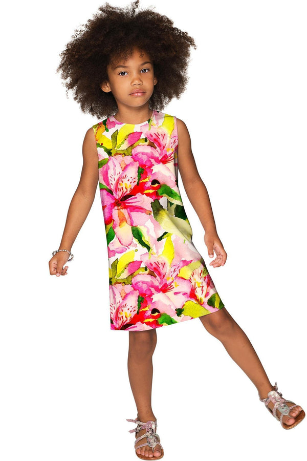 Little Havana Flash Adele Colorful Summer Shift Dress - Girls-Havana Flash-18M/2-Green/Pink/Yellow-JadeMoghul Inc.