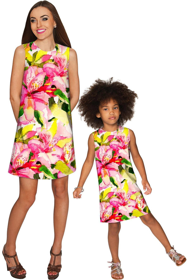 Little Havana Flash Adele Shift Party Mother and Daughter Dresses-Havana Flash-18M/2-Green/Pink/Yellow-JadeMoghul Inc.