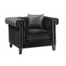 Living Room Chair With Tufted Back, Black-Dining Chairs-Black-Wood and Fabric-JadeMoghul Inc.