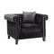 Living Room Chair With Tufted Back, Black-Dining Chairs-Black-Wood and Fabric-JadeMoghul Inc.