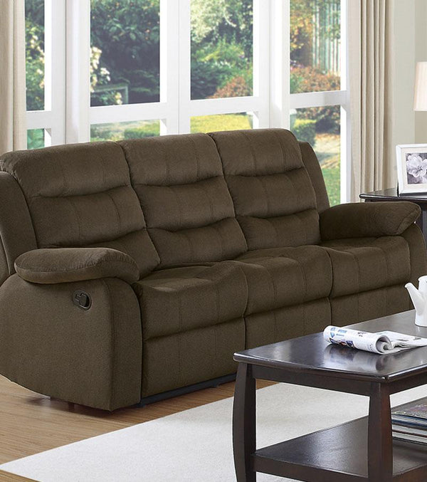 Living Room Furniture Plush Velvet Upholstered Modern Motion Sofa, Brown Benzara