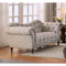 Living Room Furniture Polyester Upholstered Button Tufted Loveseat with Rolled Arms, Light Gray and Brown Benzara