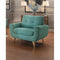 Living Room Furniture Polyester Upholstered Chair With Tufted Seat And Back, Teal Blue Benzara