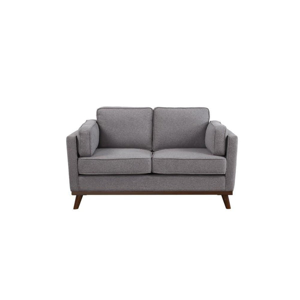 Living Room Furniture Polyester Upholstered Loveseat With Wooden Splayed Legs, Gray Benzara