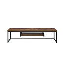 Living Room Furniture Rectangular Wood And Metal TV Stand With One Shelf, Brown And Black Benzara