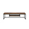 Living Room Furniture Rectangular Wood And Metal TV Stand With One Shelf, Brown And Black Benzara
