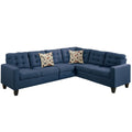 Living Room Furniture Sets Polyfiber, Plywood & Solid Pine 4-PCS Sectional Set, Navy Benzara
