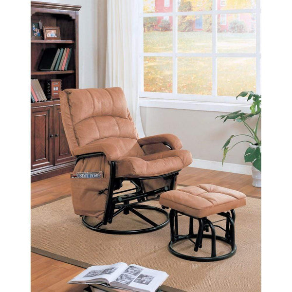 Living Room Furniture Sets Relaxing Glider Chair With Ottoman, Brown Benzara