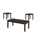 Living Room Furniture Sets Retro Wooden 3 Piece Pack Coffee/End Table Set, Espresso Brown Benzara