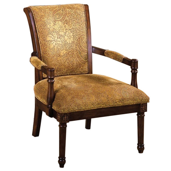 Living Room Furniture Sets Stockton Traditional Occasional Chair, Antique Oak Benzara