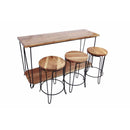 The Urban Port 4 Piece Bar Dining Set/ Rectangular Table With 3 Round Stools, Brown And Black