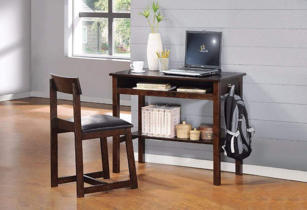 Living Room Furniture Sets Vester Desk & Chair, Black & Espresso, 2 Piece Pack Benzara