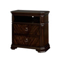 Living Room Furniture Solid Wood Spacious Media Stand with Clipped Corner And Trim, Espresso Brown Benzara