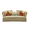 Traditional Style Wooden Sofa with 8 Pillows, Gold