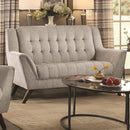 Transitional Chenille Fabric & Wood Loveseat With Tufted Seating, Dove Gray