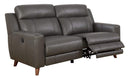 Transitional Leather Gel Recliner Sofa With Power Outlet, Gray