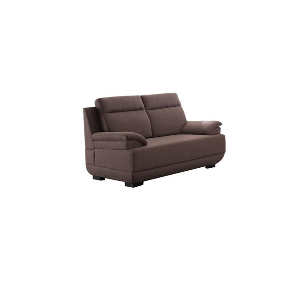 Transitional Style Fabric Loveseat, Dark Brown