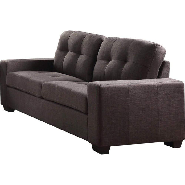Transitional Style Fabric Upholstered Wooden Sofa with Track Arms, Gray