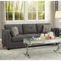 Transitional Style Wood and Linen Tufted Back Sofa with 4 Pillows, Gray