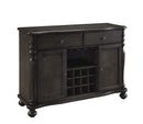 Transitional Style Wooden Server with Open Wine Rack and Glass Shelf, Dark Gray