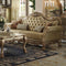 Transitional Upholstery and Poly Resin Sofa with Four Pillows, Gold