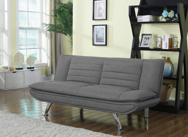 Transitional Wood/Fabric/Metal Sofa Bed With Pillow Top Seat, Gray