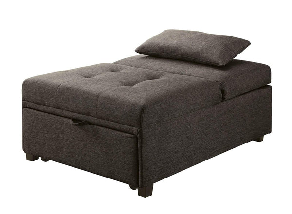 Tufted Fabric Upholstered Folding Ottoman with Storage, Dark Gray