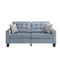 Tufted Fabric Upholstered Sofa With Two Pillows, Gray