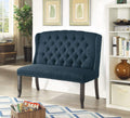 Tufted High Back 2-Seater Love Seat Bench With Nailhead Trims, Blue