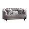 Upholstered Loveseat with Curved Arms And Button Tufted Cushions, Light Gray