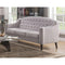 Living Room Furniture Vintage Fabric and Wood Sofa with Sloped Arms, White Benzara