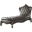 Wooden Chaise Lounge with Wingback, Antique Platinum & Silver