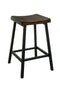 Wooden Counter Height Stool with Metal Legs, Pack Of Two, Black and Brown