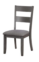 Wooden Side Chair With Fabric Padded Seat, Pack of Two, Gray