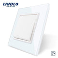 Livolo Manufacturer EU standard Luxury 4 colors crystal glass panel,1way Push Reset switch,restore switches,no logo AExp