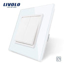 Livolo Manufacturer EU standard Luxury 4 colors crystal glass panel,1way Push Reset switch,restore switches,no logo AExp