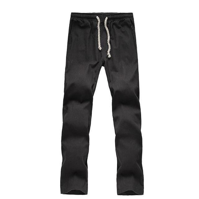 LLYGE 2018 Autumn Mens Casual Cotton Linen Pants Plus Size Men Leisure Wide Leg Long Pant Loose Solid Color Men's Linen Trousers-Dark Gray-XXL-JadeMoghul Inc.