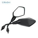 LMoDri 2Pcs/Pair Motorcycle Mirror Scooter E-Bike Rearview Mirrors Electrombile Back Side Convex Mirror 8mm 10mm Carbon Fiber AExp