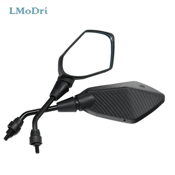 LMoDri 2Pcs/Pair Motorcycle Mirror Scooter E-Bike Rearview Mirrors Electrombile Back Side Convex Mirror 8mm 10mm Carbon Fiber AExp