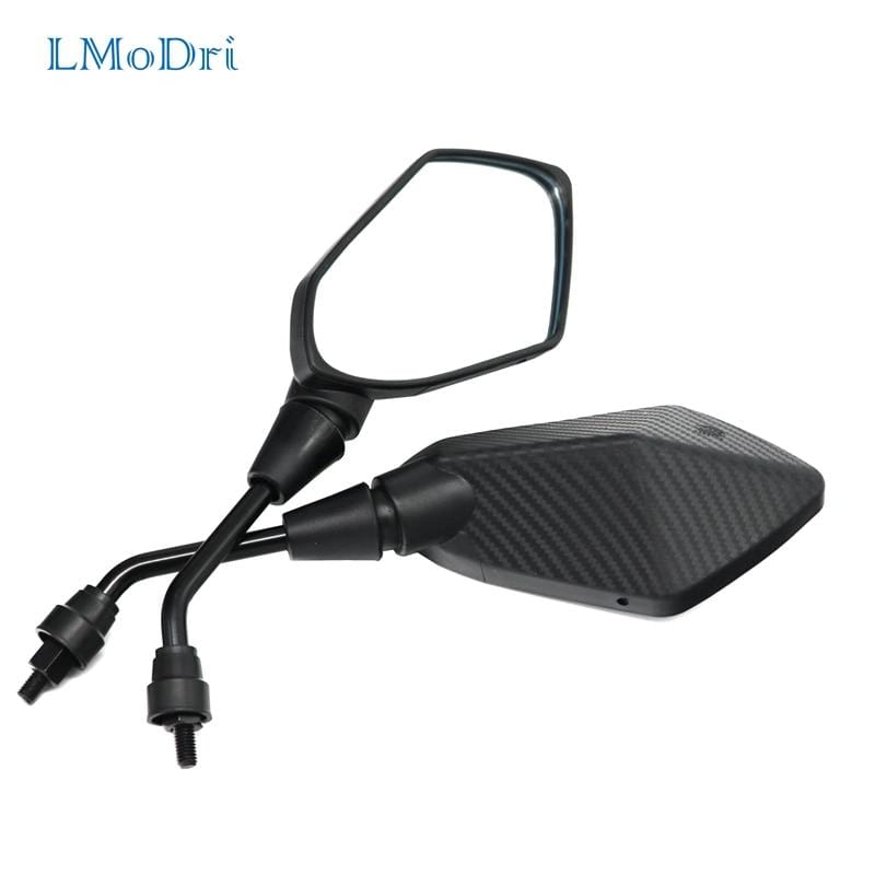 LMoDri 2Pcs/Pair Motorcycle Mirror Scooter E-Bike Rearview Mirrors Electrombile Back Side Convex Mirror 8mm 10mm Carbon Fiber AExp