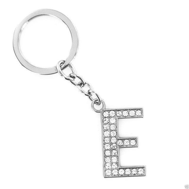 LNRRABC Fashion New Crystal Rhinestones Alphabet Keyring Initial Letter Key Ring Chain Unisex Keychain 26 Letters-E-JadeMoghul Inc.