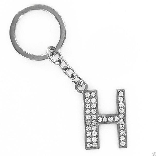 LNRRABC Fashion New Crystal Rhinestones Alphabet Keyring Initial Letter Key Ring Chain Unisex Keychain 26 Letters-H-JadeMoghul Inc.