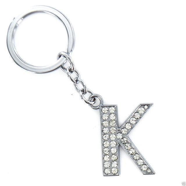 LNRRABC Fashion New Crystal Rhinestones Alphabet Keyring Initial Letter Key Ring Chain Unisex Keychain 26 Letters-K-JadeMoghul Inc.