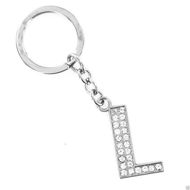 LNRRABC Fashion New Crystal Rhinestones Alphabet Keyring Initial Letter Key Ring Chain Unisex Keychain 26 Letters-L-JadeMoghul Inc.